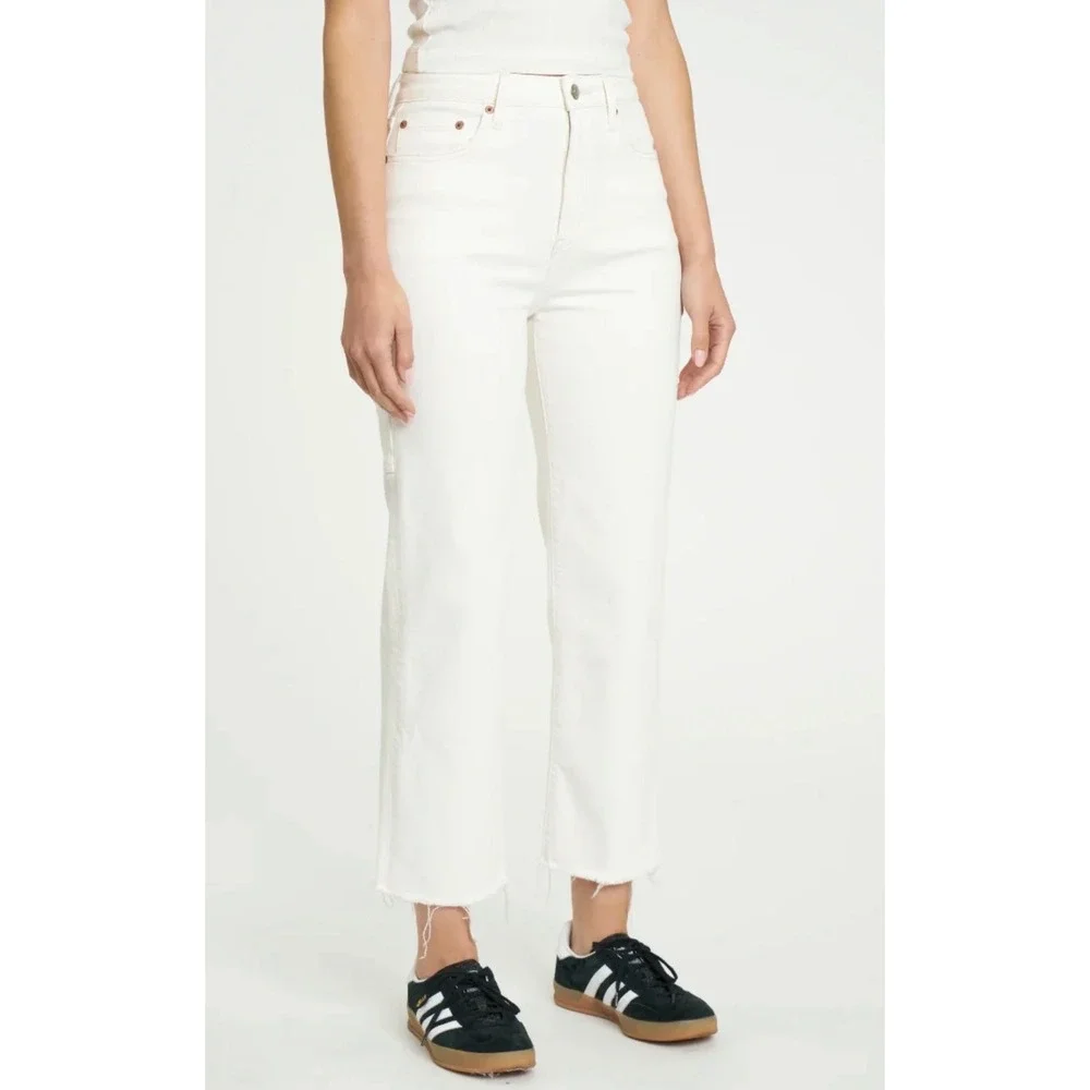 Daze Denim Sundaze Crop Off White Carpenter Straight Jeans 30